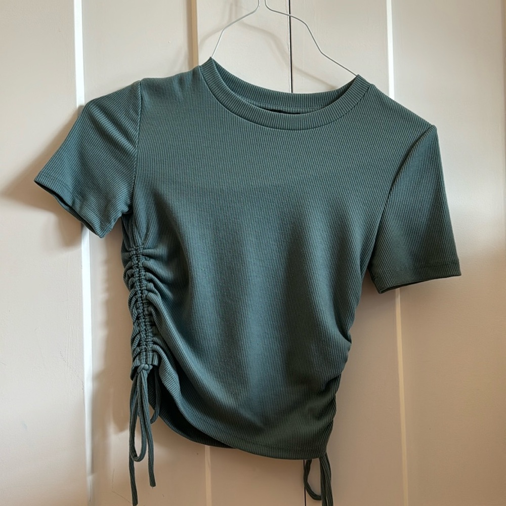 Zara teal cropped shirt
